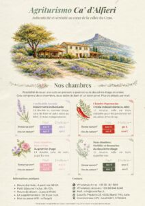 Tarifs des chambres Ca' d'Alfieri